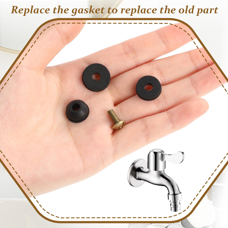 Hose Bib Repair Kit, 58 PCS Faucet Washers Assorted Kit Flat and Beveled Replacement Rubber Washers, Faucet Leak Proof Sealing Gasket Outdoor Faucet Repair Kit with Brass Bibb Screws