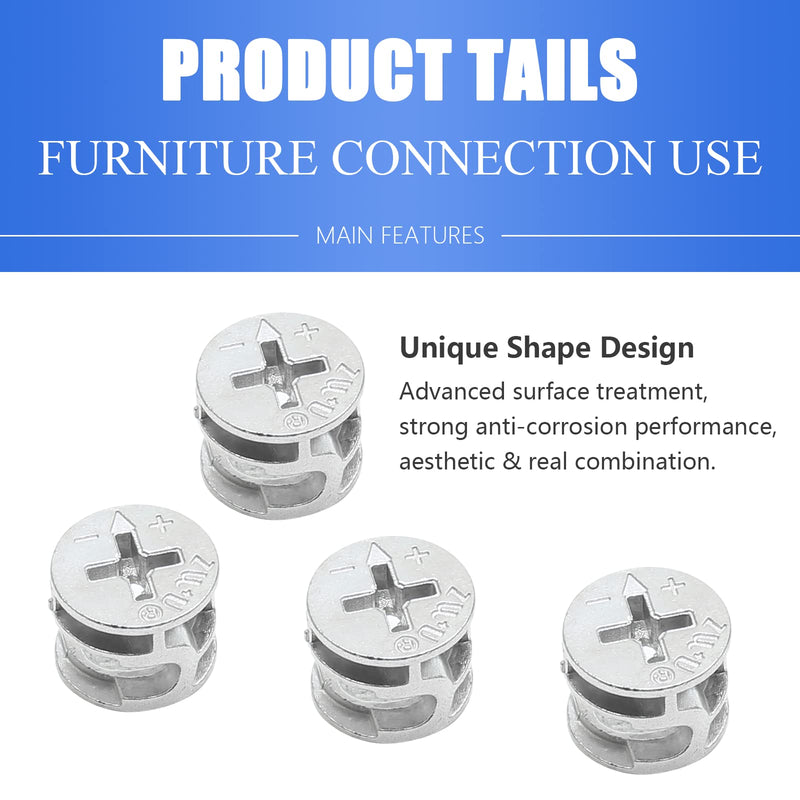 Litoexpe 10 Pcs Furniture Connecter Cam Lock Fittings 15x12mm Furniture Connecting Fastener Lock Nut for Cabinet Drawer Wardrobe Dresser 15x12 mm-10Pcs