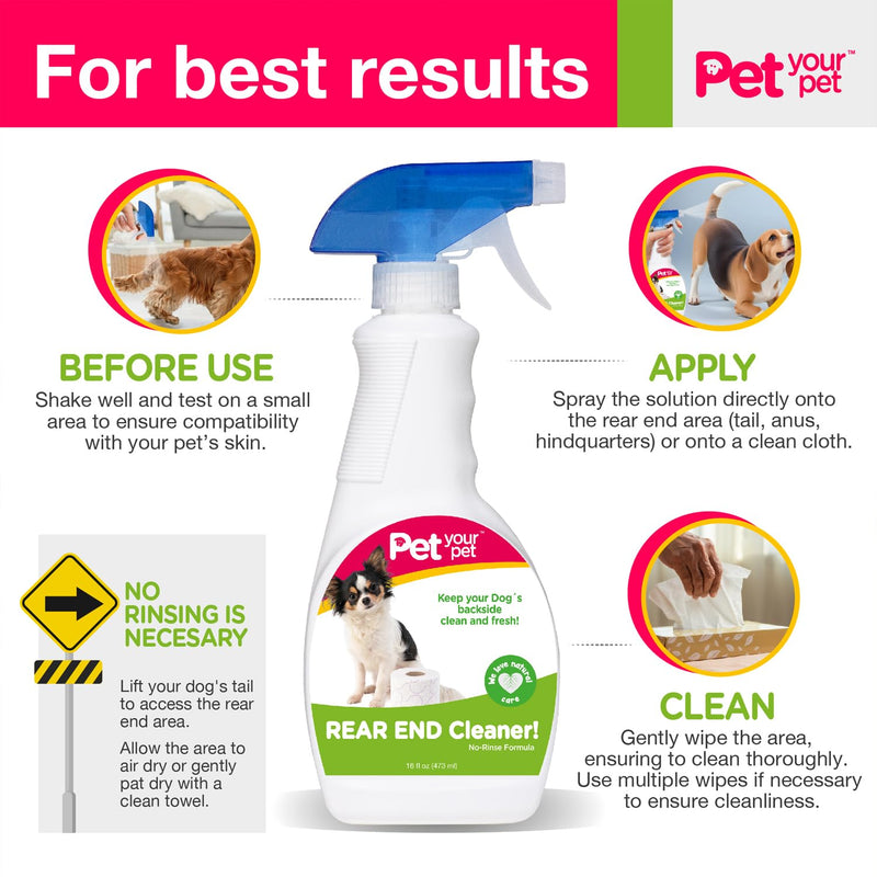 Rear End Cleaner – Safe Dog Butt Spray to Keep Your Dog’s Backside Clean & Fresh – No Rinse Dog Spray Made with Natural Ingredients - PawsPlanet Australia