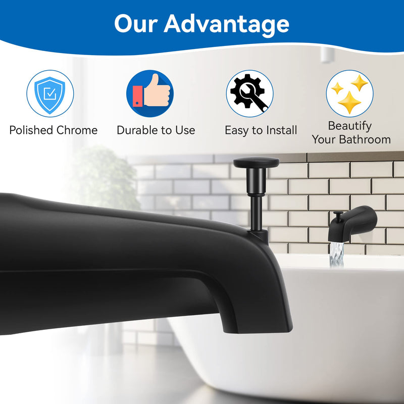 Dreyoo 5 1/4 Inch Bathroom Tub Spout Compatible with Westbrass E531D-1F-62, Fits Wall Front Mount Tub Spout with Shower Diverter 1/2'' IPS Inside Thread Bathtub Faucet(Matte Black) Matte Black