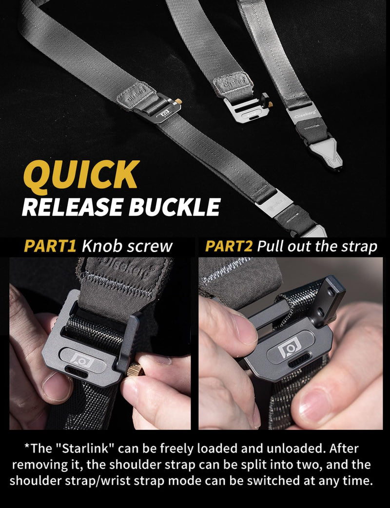 Adjustable Camera Strap with Quick Release,Sling,Neck,Wrist,Shoulder Strap for Photographers for DSLR SLR Gray