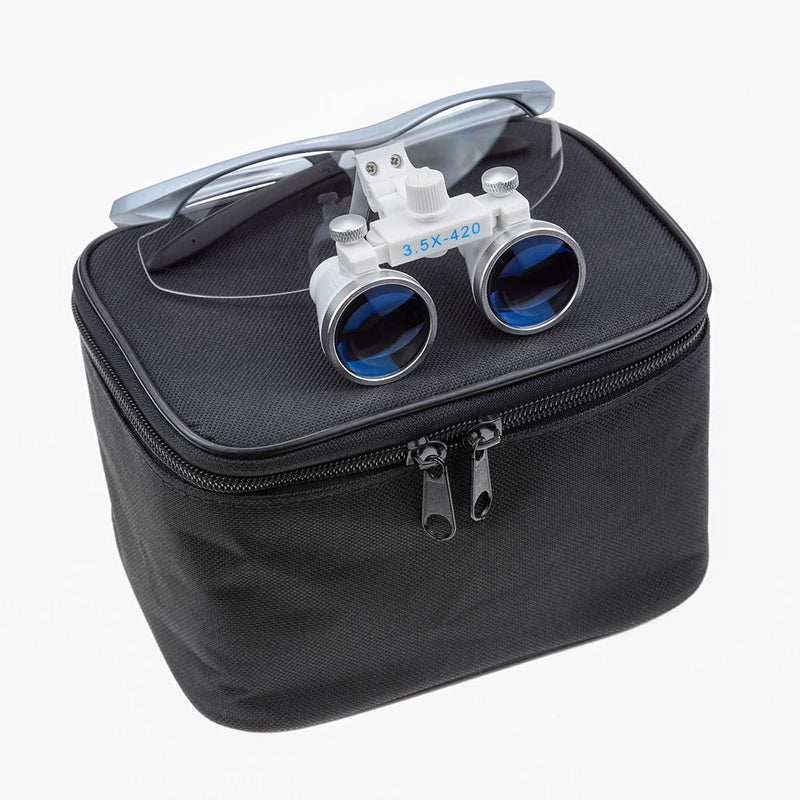 BoNew-Oral 3.5X420MM Surgical Binocular Loupe Magnifier Antifog Loupes Surgical Magnifier Optical Glasses (Silver) Silver
