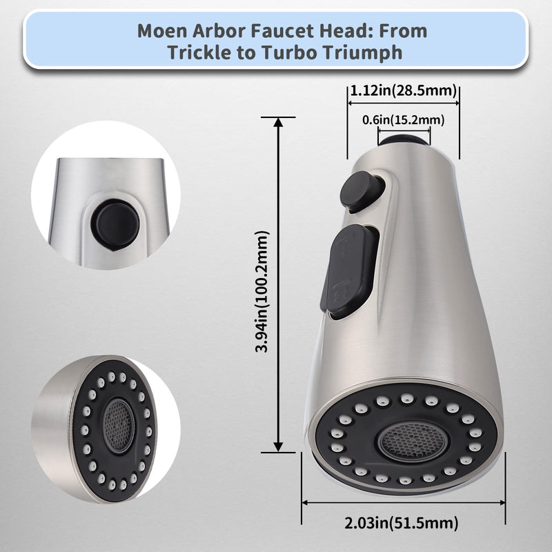 Kitchen Faucet Wand Compatible with Moen 191004, Pull Down Spray Head Replacement 2 Modes, Stainsteel Brushed Nickel