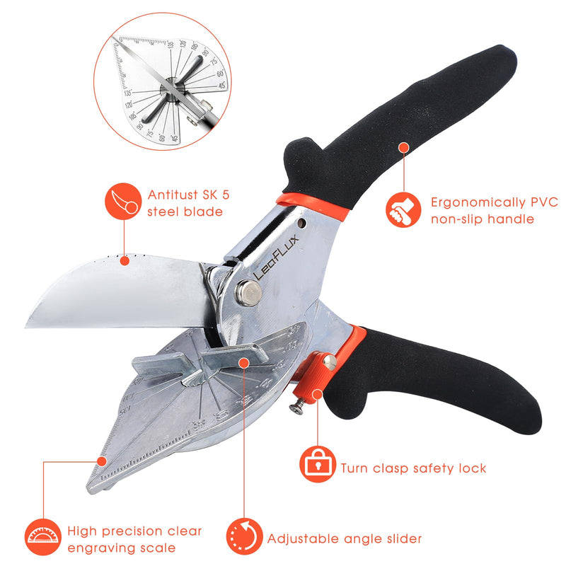 Miter Shears, Multifunctional Trunking Shears for Angular Cutting of Moulding and Trim, Adjustable at 45 to 135 Degree, Hand Tools for Cutting Soft Wood, Plastic, PVC, |LFXP3101S 3101S