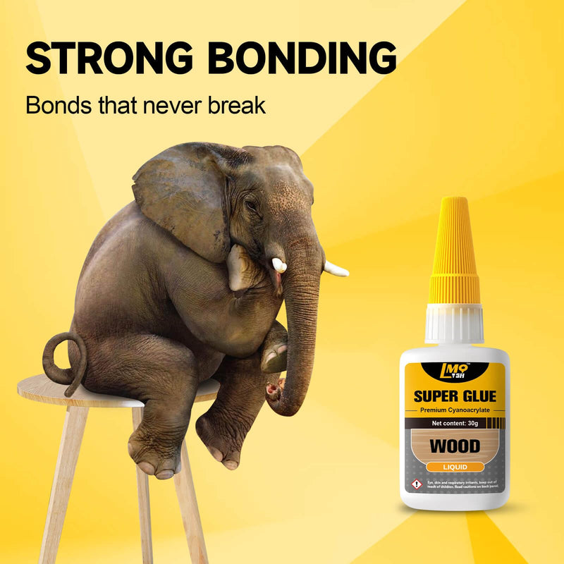 Wood Super Glue Liquid, Clear Instant Cyanoacrylate Adhesive for Wood Crafts Repair Woodworking, All Purpose CA Glue for Shoe Ceramic Plastic Leather Glass Model Metal Pottery Aquarium Porcelain Stone 30g-Thin Wood Glue