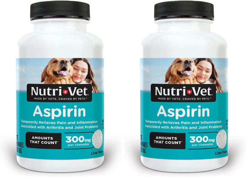 Nutri-Vet Aspirin for Dogs,Dog Aspirin,Pet Essentials,Inflammation Care,Joint Support for Seniors,Arthritis Pain Relief,300mg per Tablet,Over 50 lbs,75 Count (Pack of 2) 75 Count (Pack of 2) 300mg for Medium & Large Dogs
