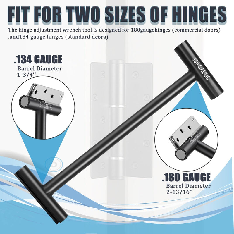 Door Hinge Adjustment Tool, Hinge Gap Adjusting Wrench Set Compatible with Heavy Weight .134 and .180 Gauge Door Adjustment Tool Standard Door Commercial Doors Hinge Repair Tool Tweaker (Black) Black
