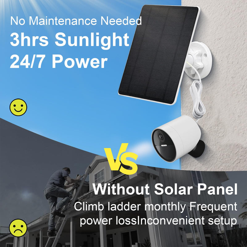 Solar Panel for Simplisafe Outdoor Camera Series 2 Wireless and Wired, IP65 Waterproof, 360° Adjustable Panel, Easy Setup, Keeps Camera Charged All Day — No Need to Replace Batteries Frequently