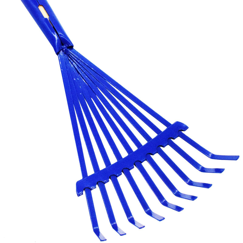 Xiando Kids Leaf Rake-Small Wooden Handle Leaf Rake with Metal Tines, 27inches /69cm Length, for Kids Enjoy Garden Cleaning Activities (Blue) Blue
