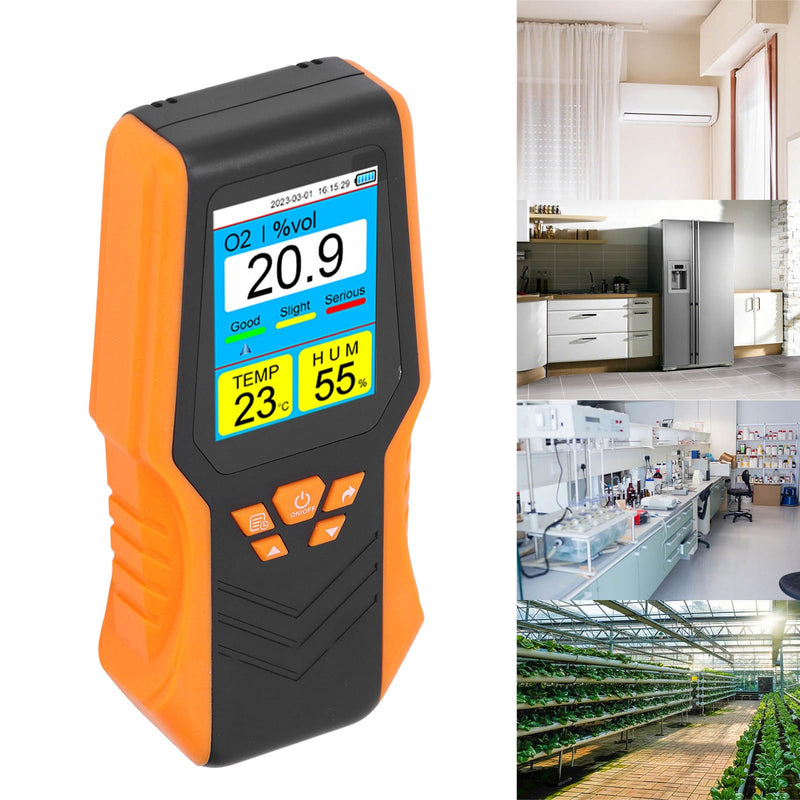 Portable Rechargeable Oxygen Gas Detector Analyzer 0-30% Vol Range Handheld O2 Meter for Home Office Classroom Safety Monitoring - Industrial Grade Oxygen Level Tester