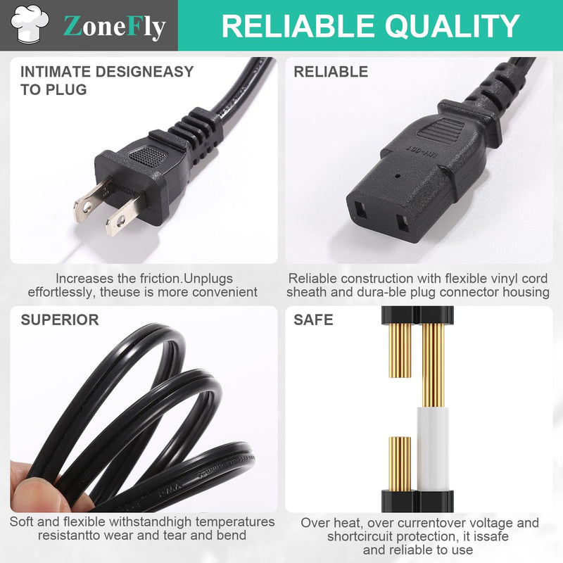 Original Power Cord Compatible with Crock-Pot Express 6 Quart Crock-Pot Express Crock Multicooker SCCPPC600-V1 Pressure Cooker Cable for Crock Pot 5 Ft