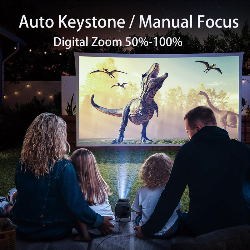 Mini Projector with Wifi 6 and Bluetooth 5.3, Portable Projector with 600 ANSI Lumens/ 5W Speaker/150“ Screen/Auto Keystone, 4K Movie Proyector for Outdoor Use, Home Cinema Smart Projector with APPS