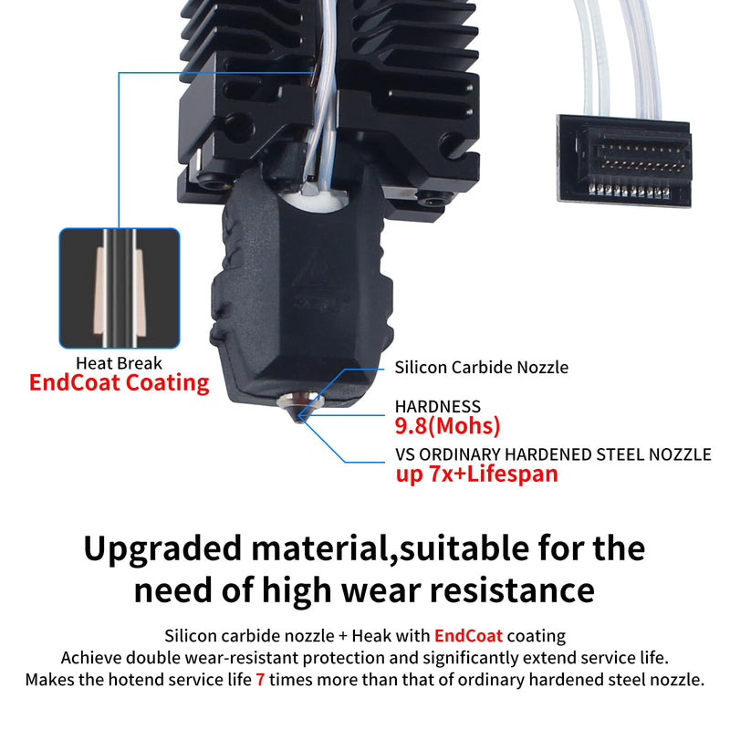 3D Printer Accessories for Phaetus Conch Hotend Plus Kit for P1P P1S: High Flow Extruder Print Head Heating Block Thermistor Replacement with 0.4mm Silicon Carbide Nozzle Silicone Sock