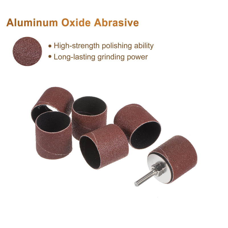 uxcell 12 Pcs 1-1/2 Inch Sanding Sleeves Sandpaper Set 80 Grit with 1 Inch Drum Mandrels for Rotary Tools