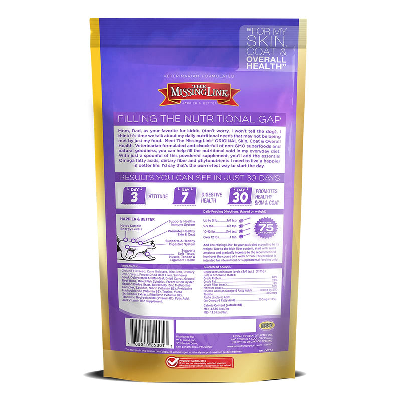 The Missing Link Original All Natural Veterinarian Formulated Superfood Cat Supplement Powder - Balanced Omega 3 & 6 for Healthy Skin & Coat, Immunity & Overall Health - Feline Formula - 6oz - PawsPlanet Australia