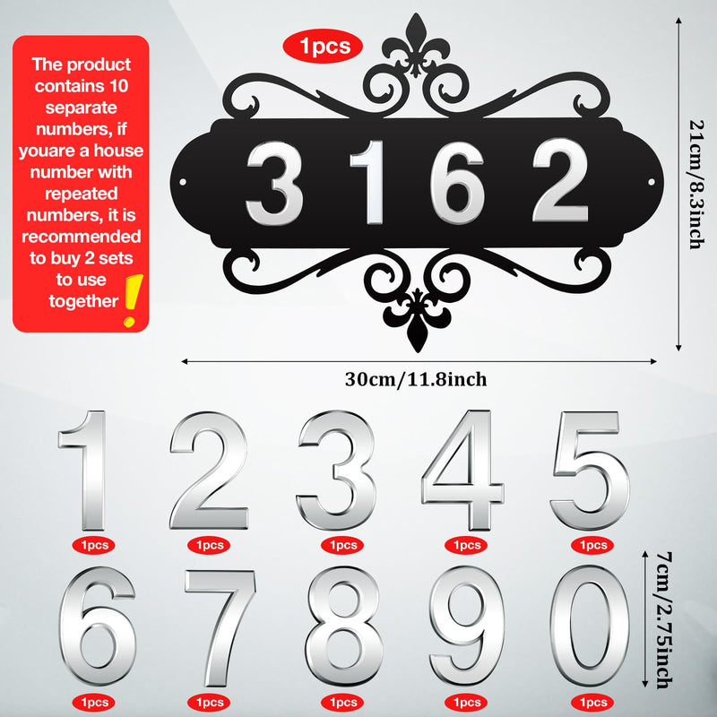 House Address Plaques Metal Address Sign Outside House Number Mailbox Number Sign for House Home Hotel Office Garden Decorative Wall Plaque(13.8 inch,Delicate Style) 13.8 inch Delicate Style