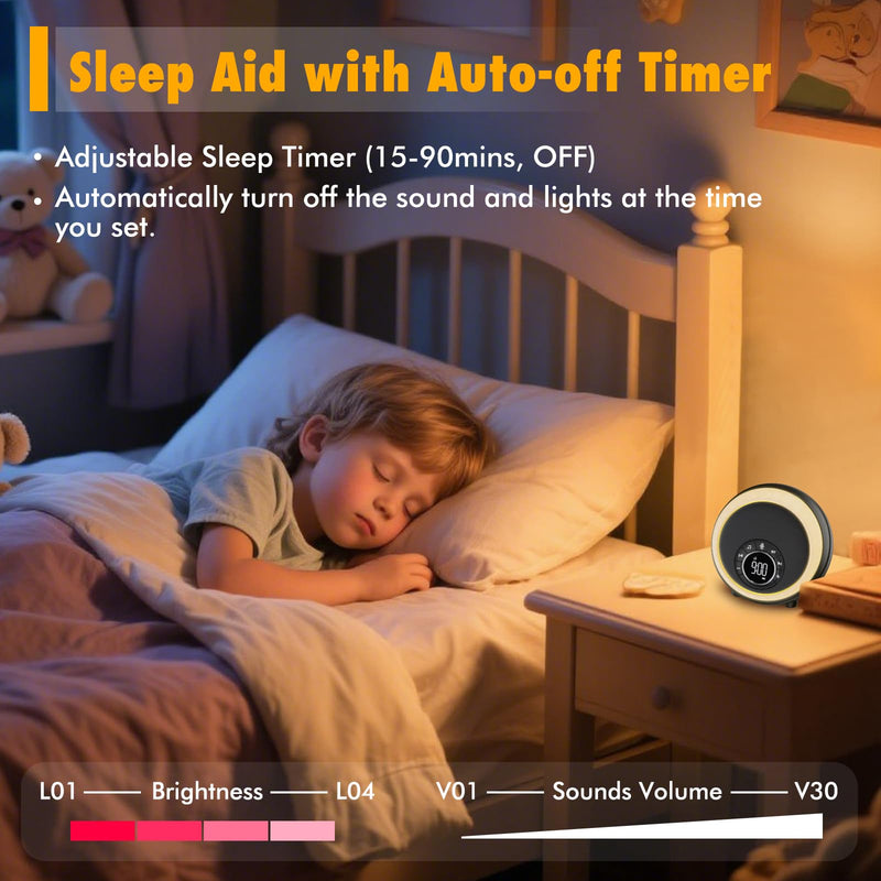 Night Light Bluetooth Speaker Alarm Clock, Portable Sound Machine with White Noise, Touch Bedside Lamp for Bedroom, Dimmable Warm Light, RGB Color Changing, Best Gifts for Teenage Boys Girls Standard