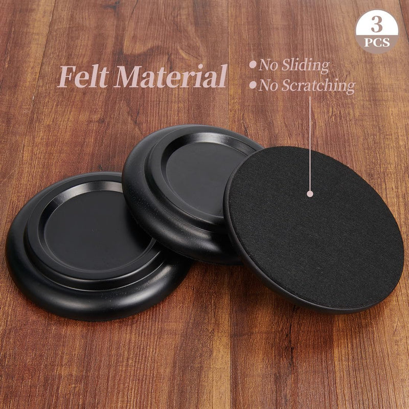 Piano Caster Cups Grand Piano Caster Cups Piano Leg Hardwood Cups Pads for Grand Piano (Wood Black, Set of 3) Wood Black