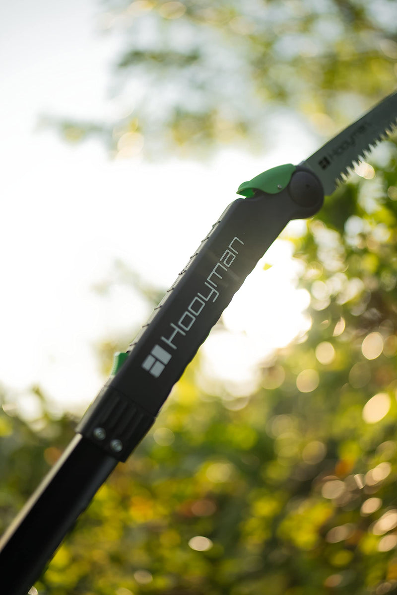 Hooyman Extendable Tree Saw with Compact Design, Detachable Handsaw and Telescoping Pole, No-Slip H-Grip, Impulse Hardened Teeth, and Wrist Lanyard for Tree Trimming, Hunting, Camping, and Outdoors 10ft Extendable Saw