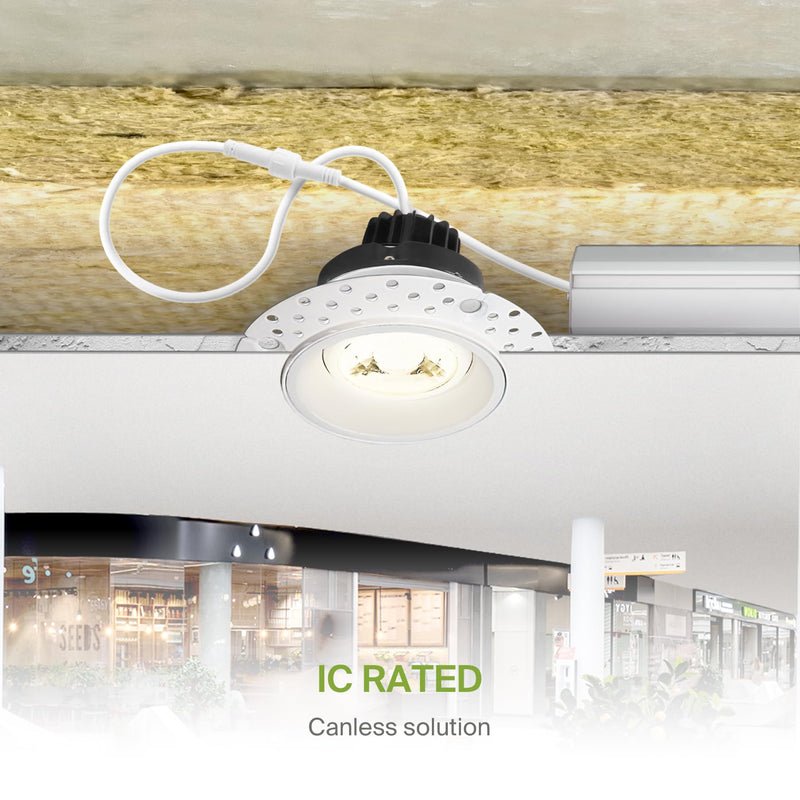 ASD 2 Inch Trimless Gimbal LED Recessed Ceiling Light Fixture, Adjustable Directional Downlight with Junction Box, 5CCT 2700K-5000K, 8W 717 Lumens, CRI90+, Anti-Glare, Dimmable, IC & Wet Rated, ETL 1 White Gimbal 1 Pack 2" 8 Watt