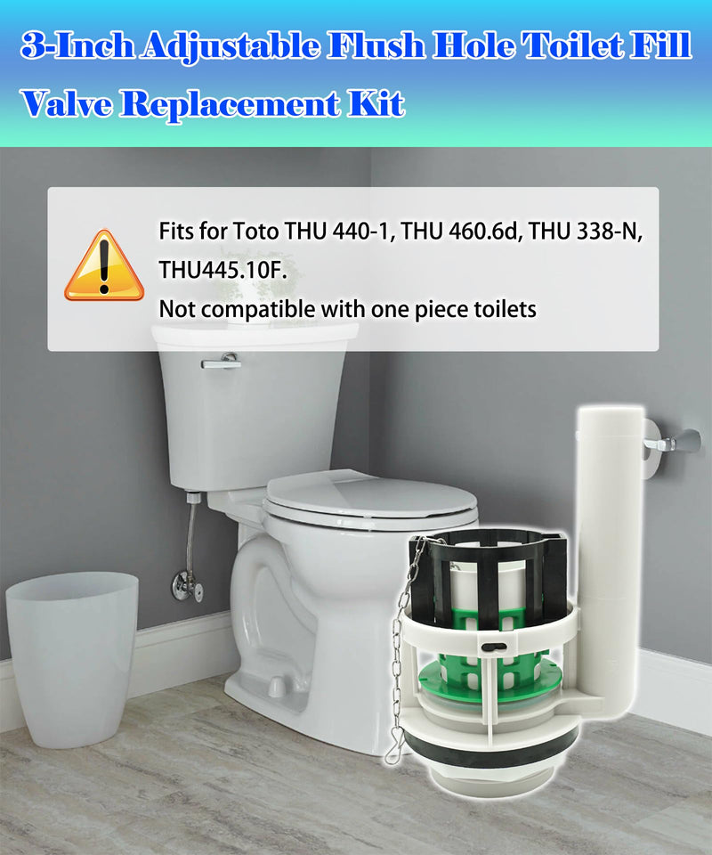 3" Adjustable Toilet Flush Valve Replacement Kit Fits For 2-Piece Toilet (Tank Seperates From Bowl) Compatible With Toto Thu Series Tower Replacement Parts