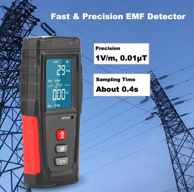 EMF Detector, Rechargeable EMF Meter, LCD Handheld Electromagnetic Field Radiation Detector, EF MF EMF Reader for Home Office Indoor Outdoor Ghost Hunting Equipment