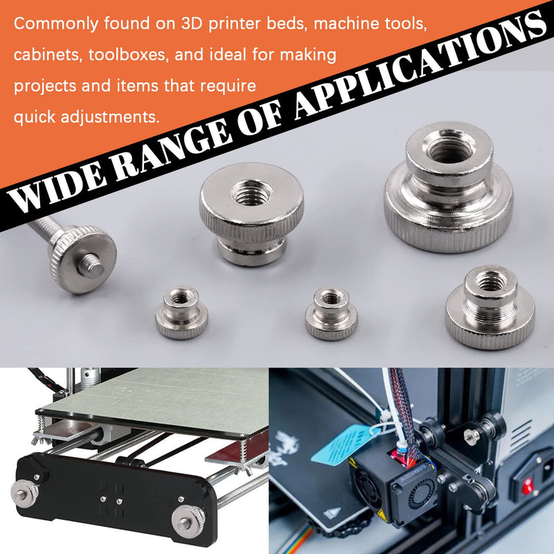 Tanstic 42Pcs Knurled Thumb Nuts, M3 M4 M5 M6 M8 M10 Round Knobs Fasteners with Nickel Plated Adjusting Nuts Metric Thread M3/M4/M5/M6/M8/M10 assortment kit - 42pcs