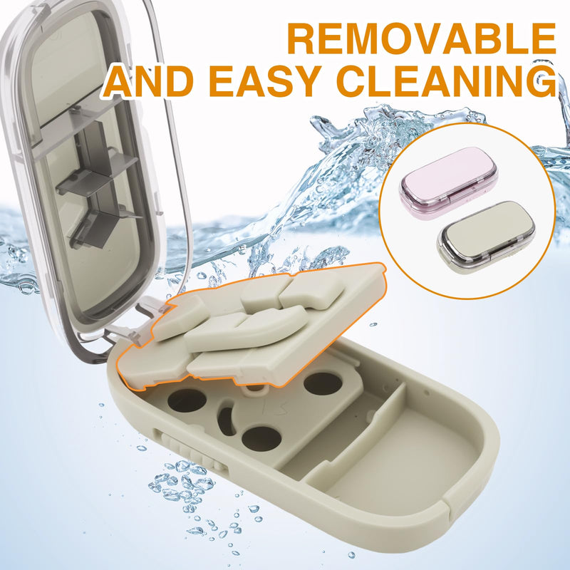 2PCS Portable Pill Cutter Splitter, 1/2 1/3 1/4 Pill Cutter Splitter for Small and Tiny Pills with Storage Box