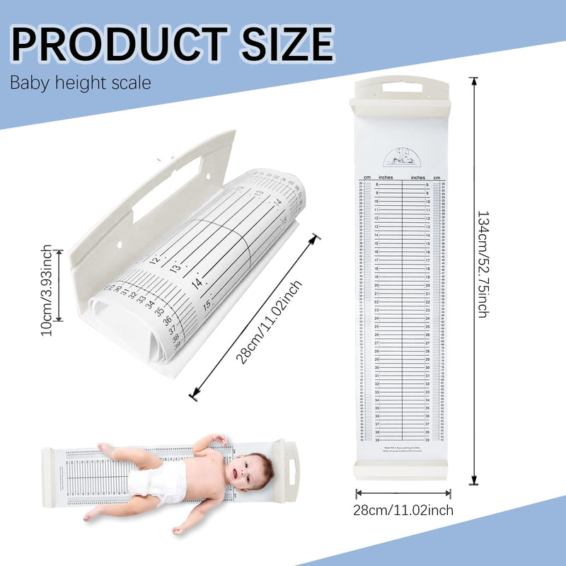 Baby Height Measuring Mat & Infantometer - Soft Growth Height Chart for Toddler, Newborn - Wall-Mountable Washable Ruler for Kids, Pediatrician Use (Foldable, Space-Saving)