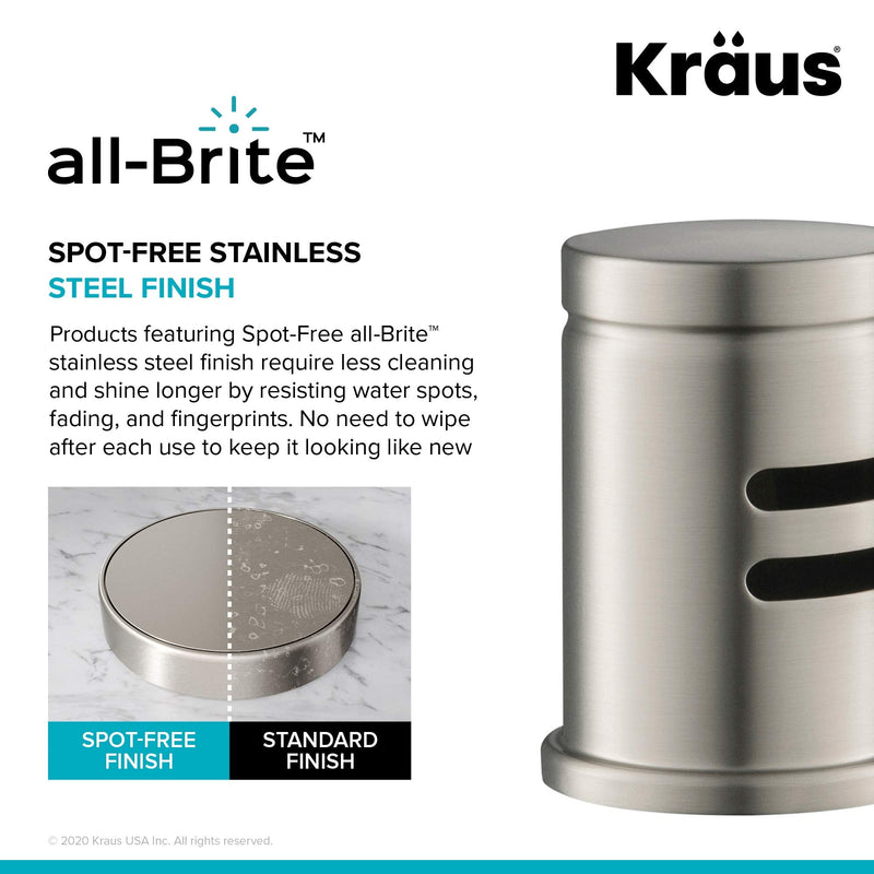 KRAUS Dishwasher Air Gap in Spot Free All-Brite™ Stainless Steel, KAG-1SFS Spot Free Stainless Steel Flat Top