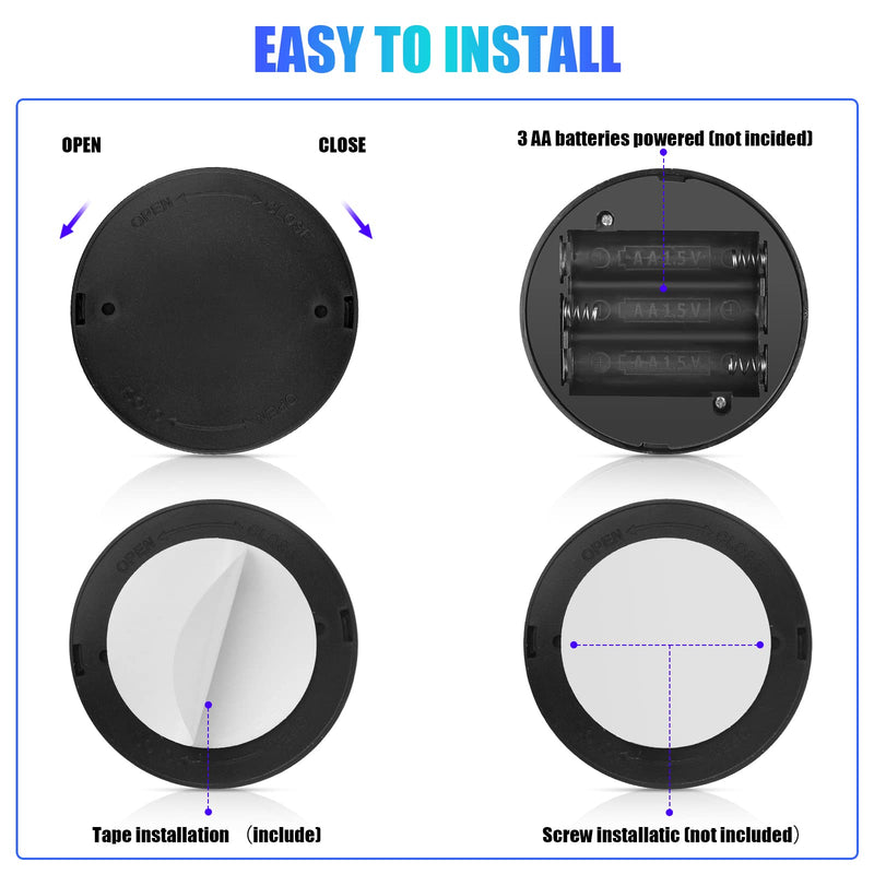 Honoson 4 Pack Dual Head Battery Operated Spotlights Indoor Wireless RGB LED Spot Light with Remote 13 Color Accent Lights with Rotatable Head Stick on Wall Hallway, for Painting Picture(Black) Black