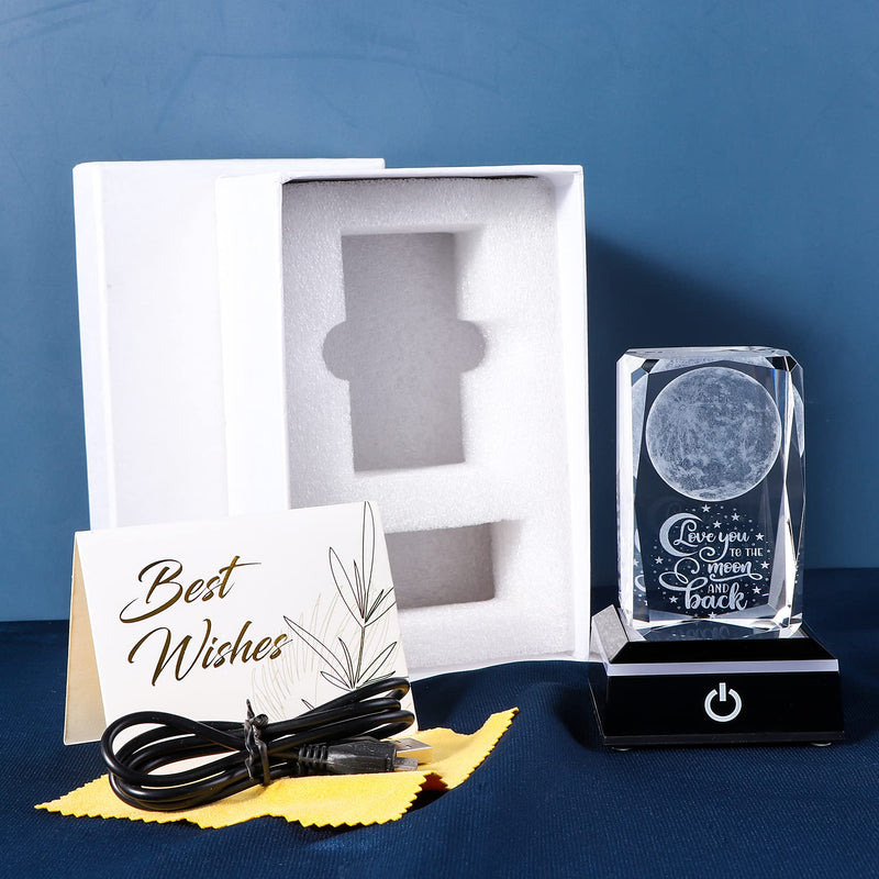 Gifts for Mom from Daughter Mothers Day - Anniversary Wedding Gifts for Couples Her Crystal Engrave I Love You to The Moon and Back Gifts - Unique Birthday Valentines Gifts Her Girlfriend MOM I Love You to the Moon&Back