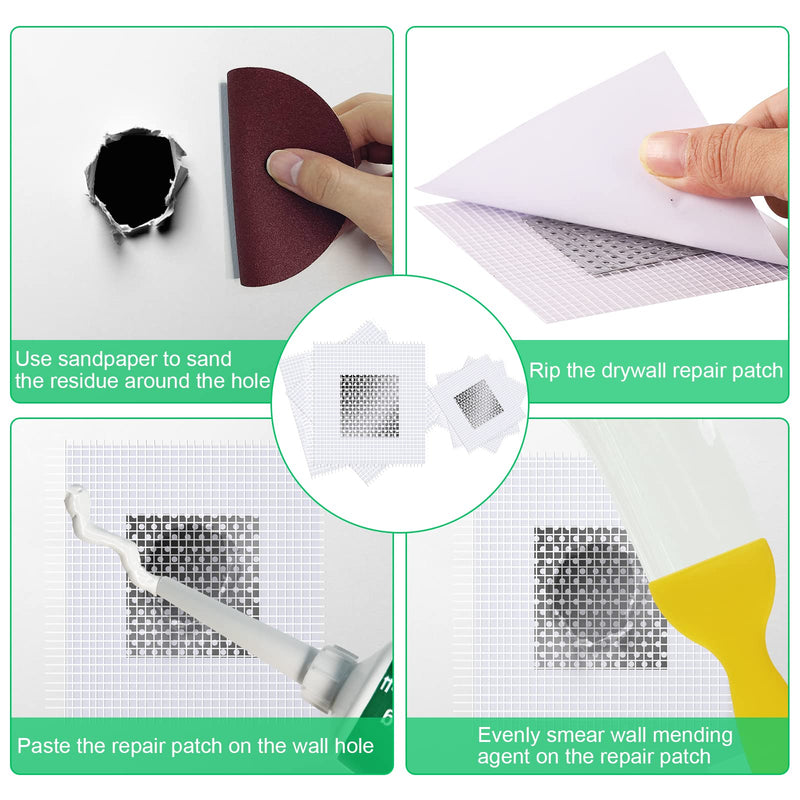 Drywall Repair Kit, 2 Pcs Spackle Wall Repair Patch Kit with Scraper, Wall Mending Agent Large Hole Drywall Patch, Easy to Fill Holes in Home Wall and Quick Repair Crack, Plaster Wall Repair 2 Pack