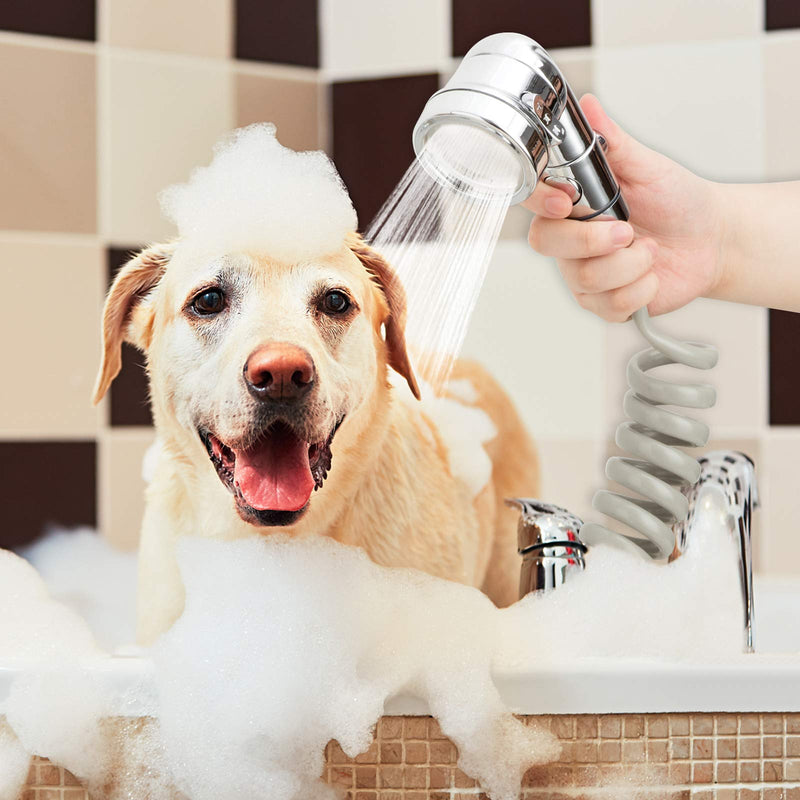 ZCONIEY Sink Faucet Sprayer Attachment Hair Pet Rinser Showerhead with Stop Water-saving Function a-silver