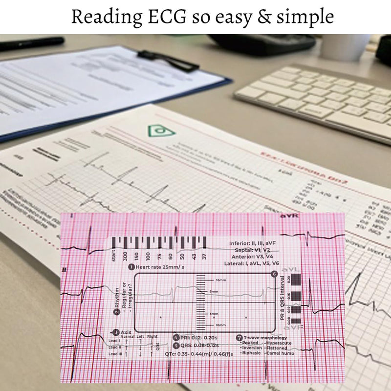 2 Pack ECG 7 Step Ruler for ECG EKG Interpretation - Portable ECG Reading with 7-Step Guide - Tools Gifts for Nurses Men Women
