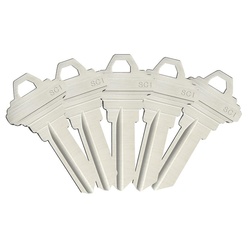 Blank Keys SC1 Key Blanks Pack of 50 Blank Key House Office Brass Key Blank, Silver