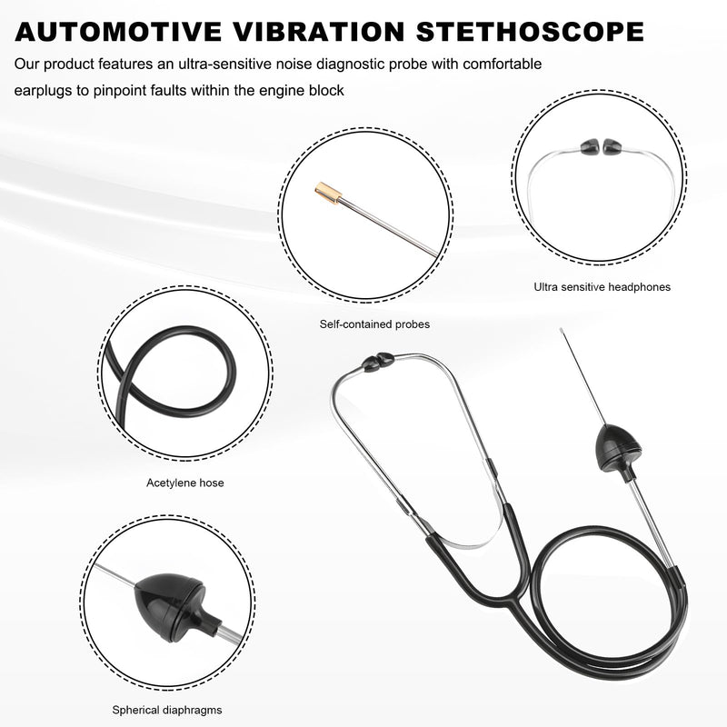 Car Mechanic Stethoscope, Auto Cylinder Noise Diagnostic Tool with Extended Probe, Professional Engine Sensitive Hearing Tool for Truck SUV Motorcycle, Car Accessories