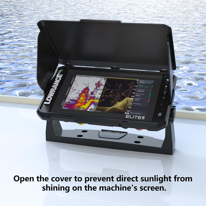 Foldable Sun Visor Shield Cover for Lowrance Elite FS 9 Fish Finder,Waterproof ABS Plastic, Marine Fish Finder Screen Protector with Anti-Glare Shade (Black)