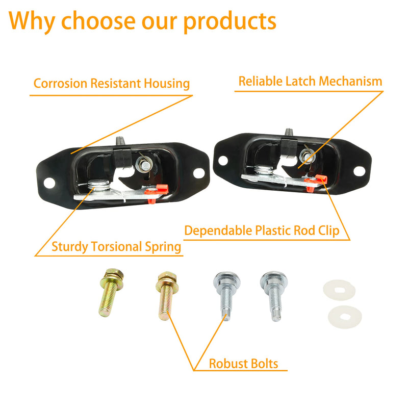 Gledewen Tailgate Latch Kit, Compatible with 2007-2018 Chevy Silverado & GMC Sierra 1500 2500 3500 HD, Rear Left Driver & Right Passenger Liftgate Key Latch, with Tail Gate Striker Bolts 2pcs Tailgate Latch Kit