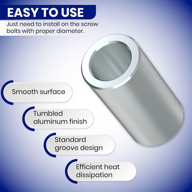 Aluminum Spacer - 3/4" OD x 1/2" ID - Unthreaded Round Standoff Bushing, Precision Metal Spacer, Plain Finish, Durable T-6061 Aluminum for 1/2" or M12 Screws/Bolts, 1-1/2" Length (Pack of 25)