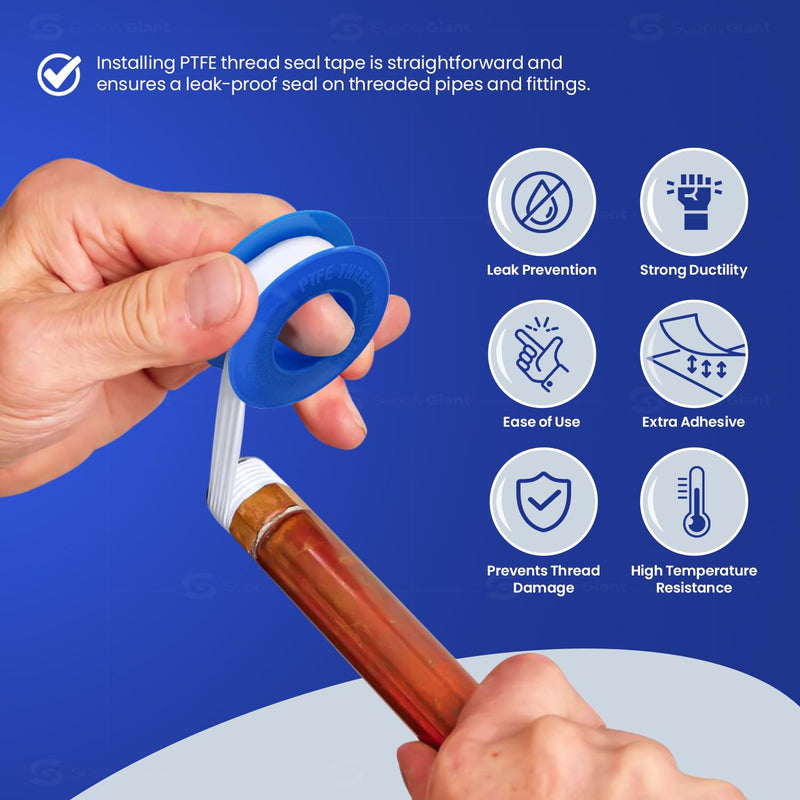 Plumbers PTFE Tape 3/4" W x 520" L Pipe Thread Tape, High Density Thread Sealant Tape Water Seal Plumbing Tape for Shower Head, Pipes, Gas Lines, Leak Prevention 520" Pack of 1