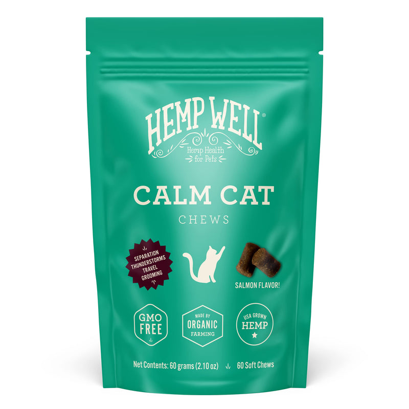 Hemp Well Calm Cat Soft Chews - Anxiety & Stress Relief Formula, Organic Ingredients, Soothes & Relaxes, Improves Behavior, 60 Count 60 Count (Pack of 1)