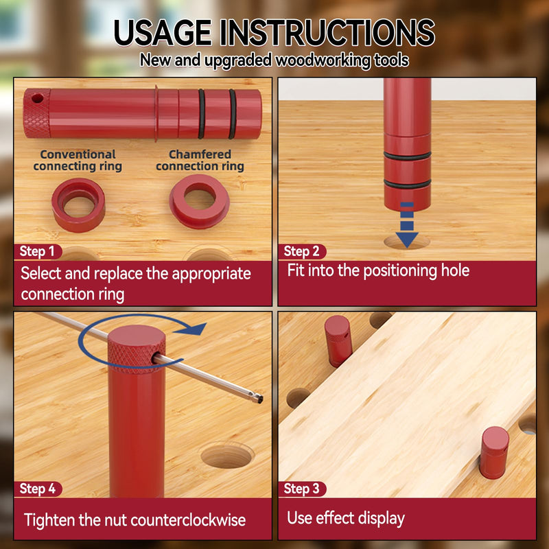 20mm Bench Dogs Set of 8, Non-Slip Aluminum Alloy Table Planing Stop Bench Dogs for T-Track Woodworking Table Workbench Peg Brake Stops Positioning Planing Plug for 20mm Dog Hole, Red