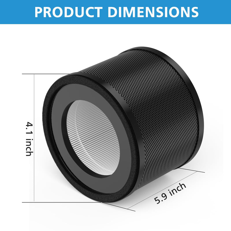 2 Pack TT-AP001 Replacement Filter, Compatible with TaoTronics TT-AP001 and VAVA VA-EE014, 3-in-1 HEPA and Activated Carbon Filter