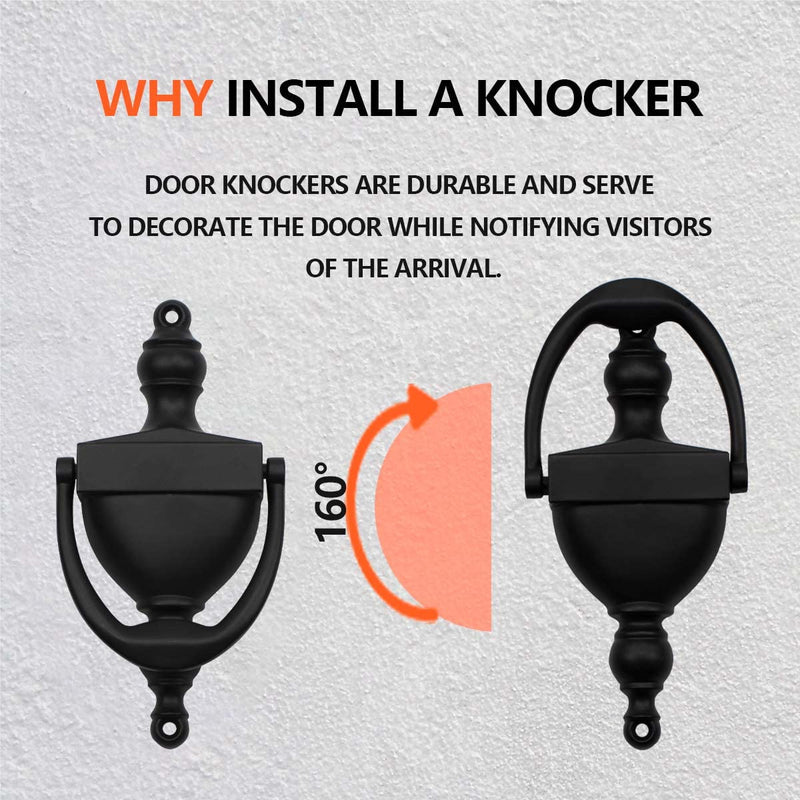 SANATO Black Door Knocker Hardware Door Knockers for Front Door, 6.2 inch Height (6.2" Height, Nickel)