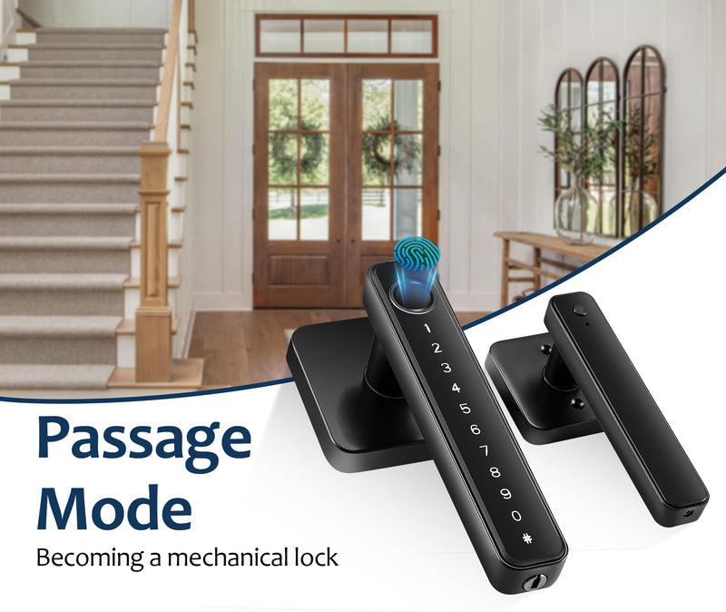 4-in-1 Smart Fingerprint Door Knob Lock - No App Required, Door Locks for Bedrooms & Offices, Finger Print Door Knobs with Keypad & Code F199