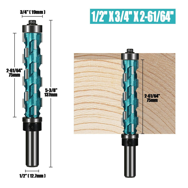 Spiral Flush Trim Router Bit 1/2 Inch Round Shank, 2-61/64 Dia YG8 Carbide Bit, Double Bearing Spiral Trimming Tool Woodworking Milling Cutter Tool for Wood MDF 2-61/64(75mm)