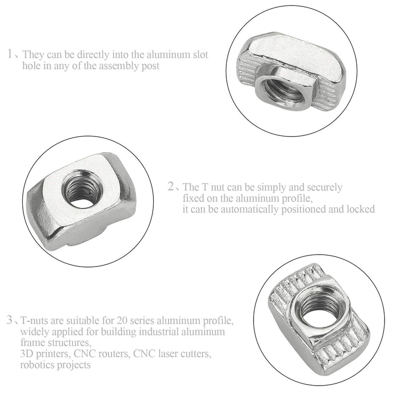DYWISHKEY 180 Pieces 2020 Series T Nuts M3/ M4/ M5 T Slot Nut Hammer Head Fastener Nut Assortment Kit for Aluminum Profile