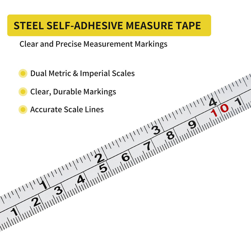 2 Packs 1/2-Inch Self-Adhesive Measuring Tape, 78 Inch or 200cm Peel and Stick Tape Measure, Imperial and Metric Scales, Left-Right Reading Ruler Tape for Workbench, Table Saw, Drafting Table, White 200cm or 78Inch