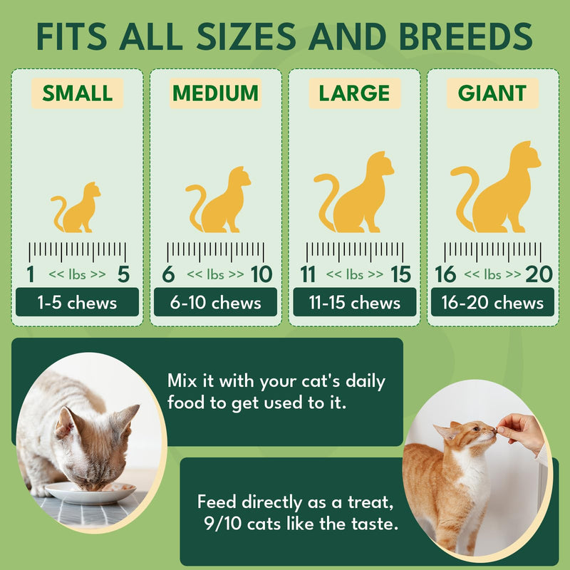 YOTANGO Cat Flea Treatment Crunchy & Creamy Chewables, 500 Chews Natural Flea and Tick Prevention for Cats + Skin and Coat Support, Daily Oral Supplement Chewables for Cats and Kittens (Salmon Flavor)